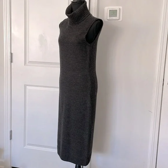 Lauren Ralph Lauren Maxi Dress Ribbed Turtle Neck Fitted Design Size M All Wool - Picture 10 of 16